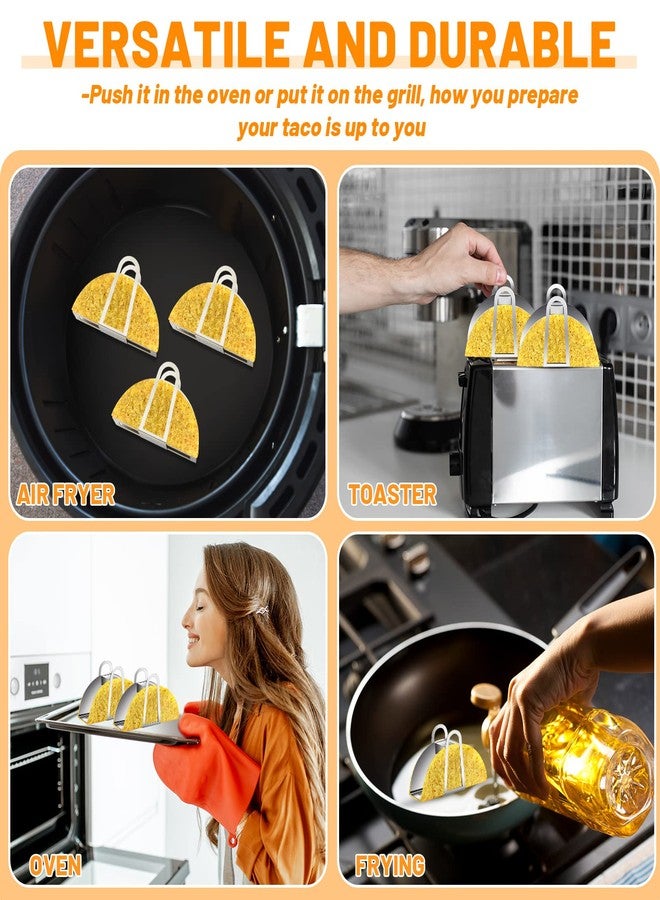 Cunhill 4 Pack Stainless Steel Taco Shell Mold Taco Shell Holder Stands Corn Tortilla Shaper for Frying Crispy Maker for Baking Fryer Air Frying Make Crispy Flat Kitchen Cooking Tools - Image 4